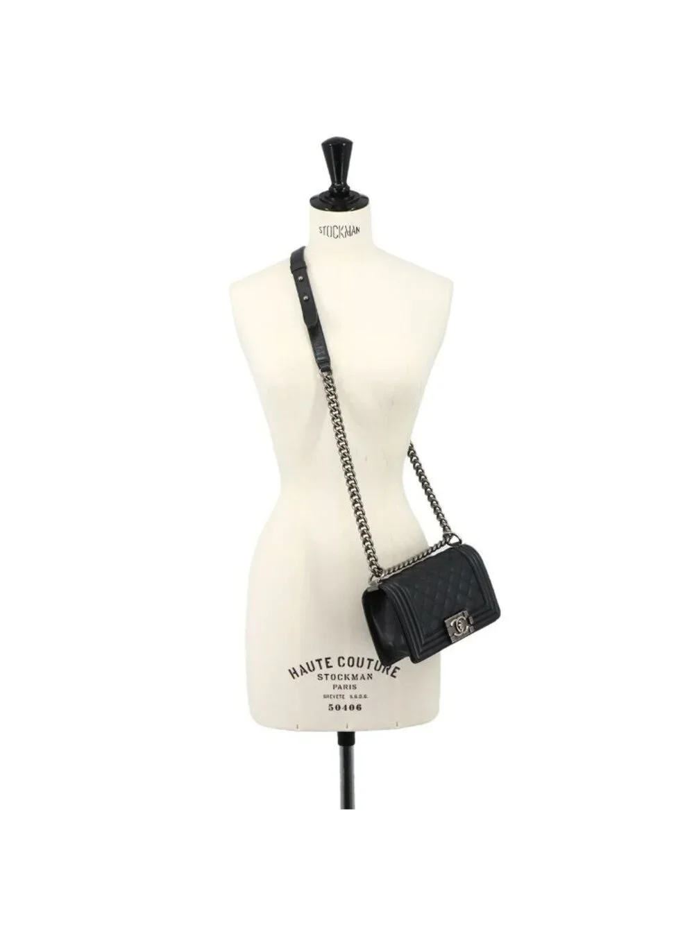 Chanel Boy Small Chain Shoulder Bag Caviar Leather Black